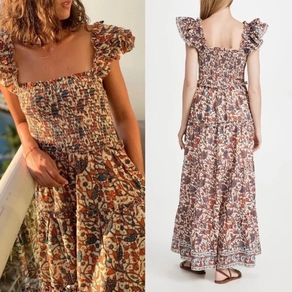 Love The Label Fredrika Smocked Tiered Floral Maxi Dress Ruffle Strap - Picture 8 of 8